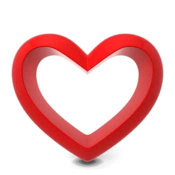 Red heart. 3d illustration isolated on white background