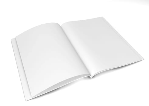 Open magazine or brochure. 3d illustration isolated on white background