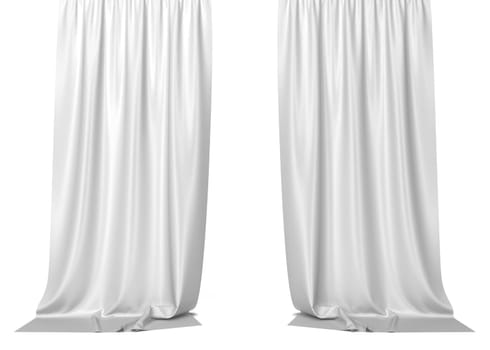 White curtains. 3d illustration isolated on white background
