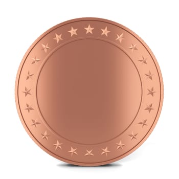 Copper coin. 3d illustration isolated on white background