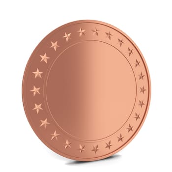 Copper coin. 3d illustration isolated on white background