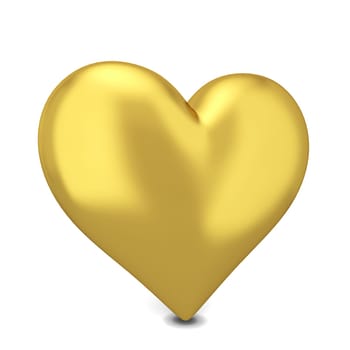 Golden heart. 3d illustration isolated on white background