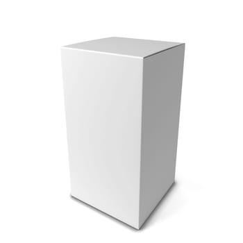 Blank tall box . 3d illustration isolated on white background