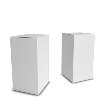 Blank tall box . 3d illustration isolated on white background