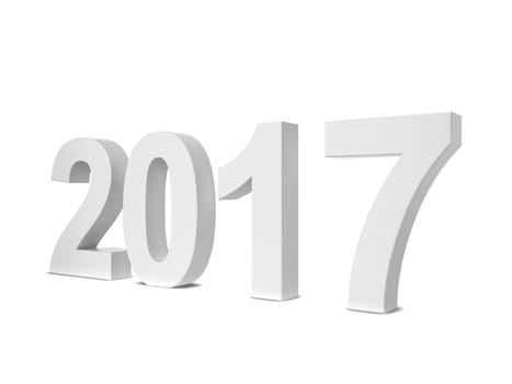 2017 text. 3d illustration isolated on white background