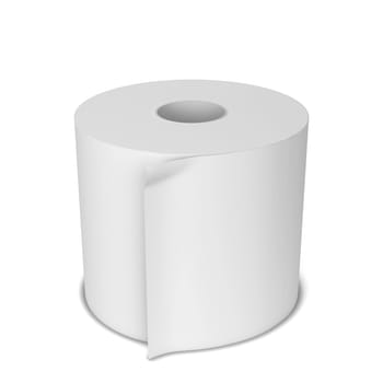 Blank paper roll. 3d illustration isolated on white background