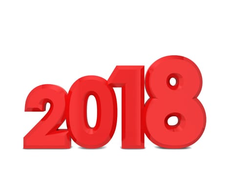 2018 text sign. 3d illustration isolated on white background