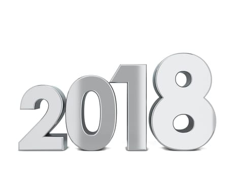 2018 text sign. 3d illustration isolated on white background