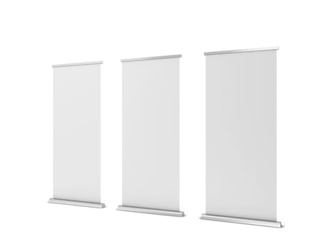 Roll up banner. 3d illustration isolated on white background
