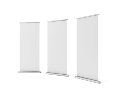 Roll up banner. 3d illustration isolated on white background