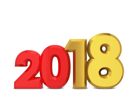 2018 text sign. 3d illustration isolated on white background