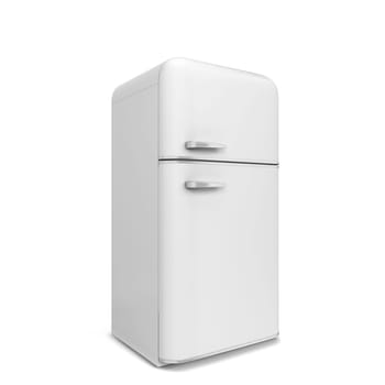 Retro kitchen fridge. 3d illustration isolated on white background