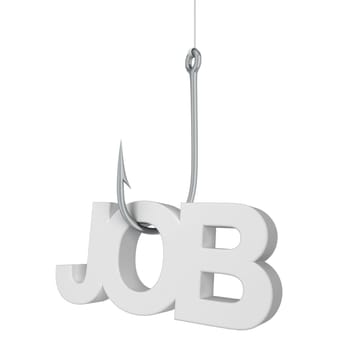 Job on a hook. 3d illustration isolated on white background
