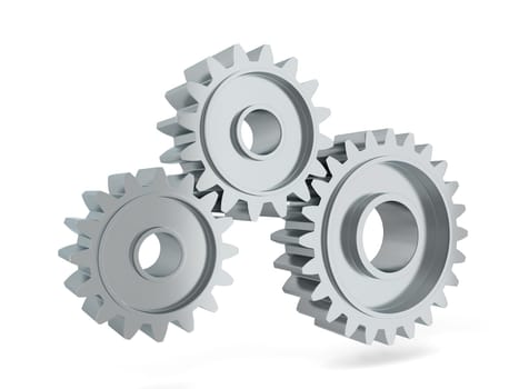 Gear mechanism. 3d illustration isolated on white background
