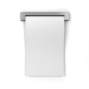 Blank cash receipt. 3d illustration isolated on white background