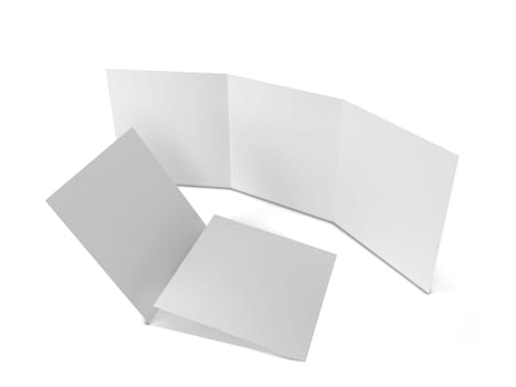 Blank leaflet mockup. 3d illustration isolated on white background