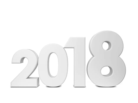 2018 text sign. 3d illustration isolated on white background