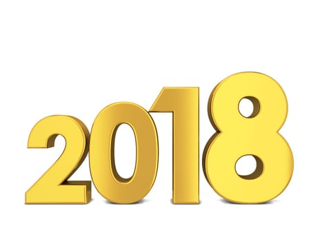 2018 text sign. 3d illustration isolated on white background