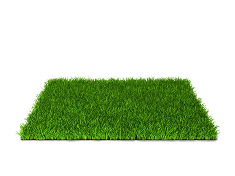 Green grass lawn. 3d illustration isolated on white background