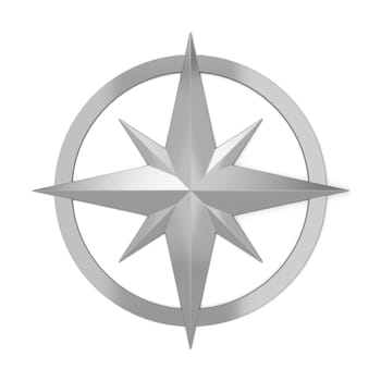 Compass rose symbol. 3d illustration isolated on white background