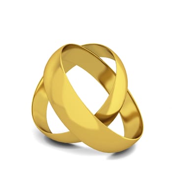 Two wedding rings. 3d illustration isolated on white background