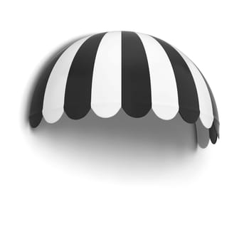 Spherical store awning. 3d illustration isolated on white background
