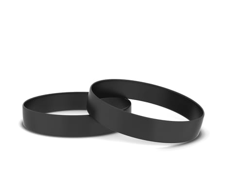 Two rubber bracelets. 3d illustration isolated on white background
