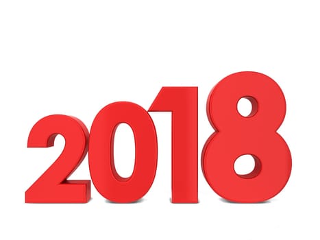 2018 text sign. 3d illustration isolated on white background