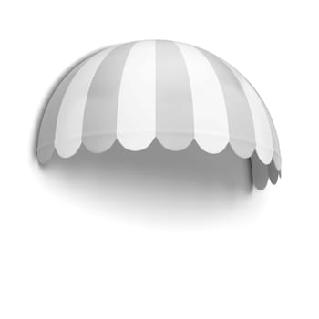 Spherical store awning. 3d illustration isolated on white background