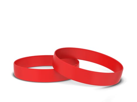 Two rubber bracelets. 3d illustration isolated on white background