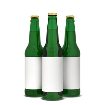 Beer bottle. 3d illustration isolated on white background