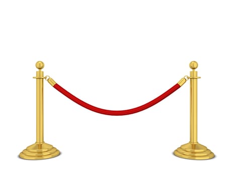 Golden stanchions. 3d illustration isolated on white background