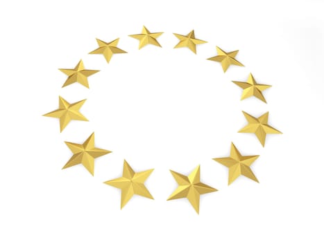 Stars in a circle shape. 3d illustration isolated on white background