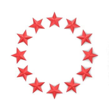 Stars in a circle shape. 3d illustration isolated on white background