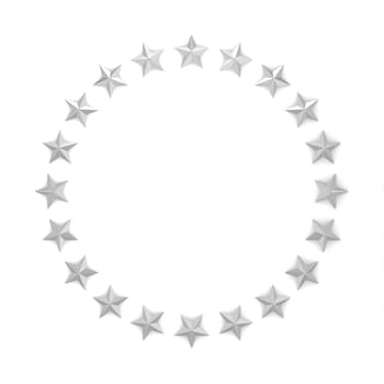 Stars in a circle shape. 3d illustration isolated on white background