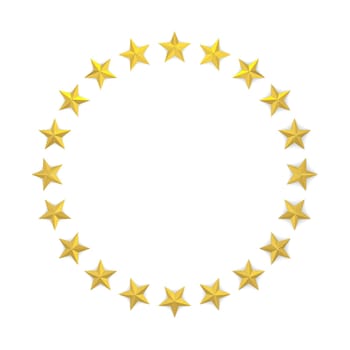 Stars in a circle shape. 3d illustration isolated on white background
