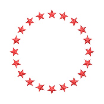 Stars in a circle shape. 3d illustration isolated on white background