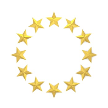 Stars in a circle shape. 3d illustration isolated on white background