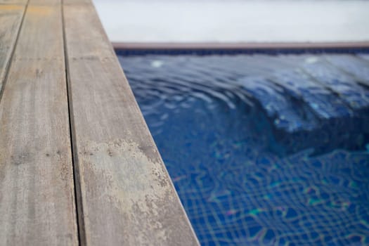 Small backyard with small swimming pool spa, stock photo