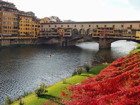View of Ponte Vecchio and River Arno in Florence