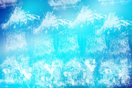 Colorful abstract bright blue background texture with brush strokes. Space for text.