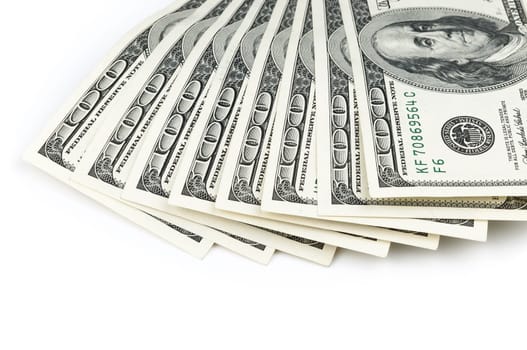 Parts of the $ 100 bills are fan-shaped from above.