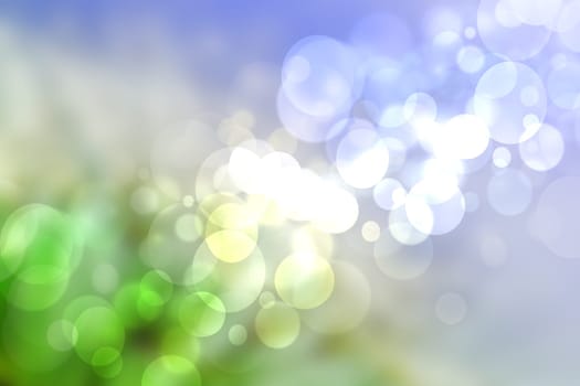 Abstract colorful gradient green white bokeh lights background texture.