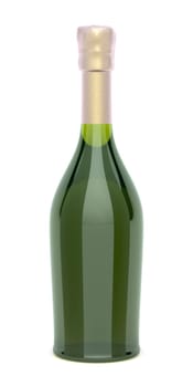 Sparkling wine bottle on white background