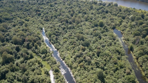 Gauja river Latvia drain into Baltic Sea aerial drone top view