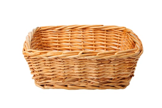 Empty basket isolated on white background. For your food and product display montage.