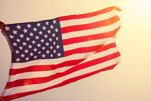 American flag in sunset