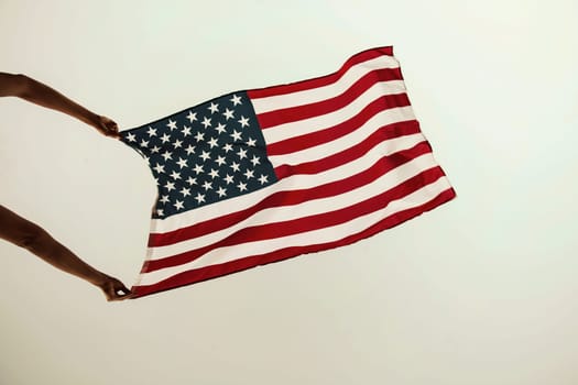 American flag in sunset