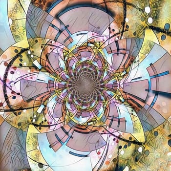 Abstract composition. Circular Mirrored Fractal