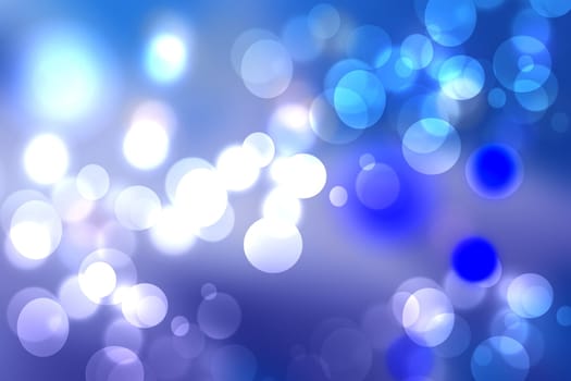 Abstract white lightening bokeh circles from unterwater bubbles. Beautiful blue illustration.